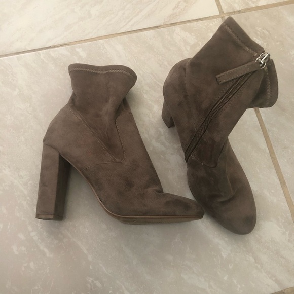 Steve Madden Edit Taupe Suede High Heel Mid-Calf Boots Size 8 - Picture 2 of 8